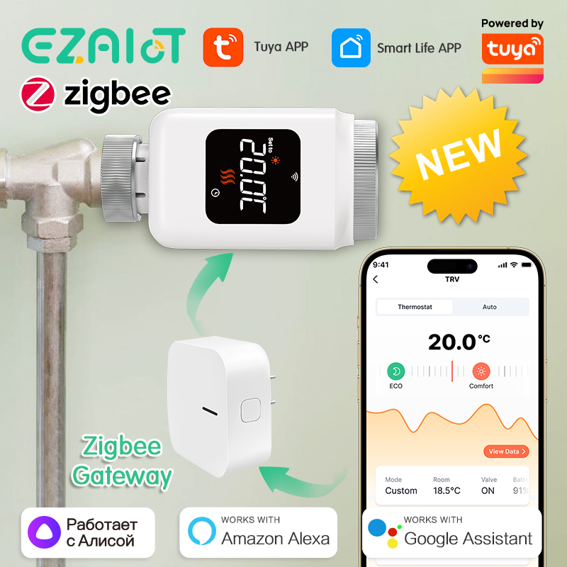 Smart Trv Thermostat Tuya - EZAIOT Tuya ZigBee Thermostat Radiator Actuator