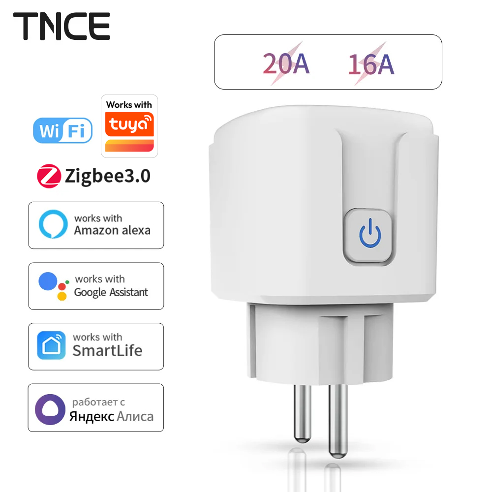 Zigbee Smart Plug Energy Monitor - TNCE Tuya WiFi/Zigbee 16A/20A EU Plug