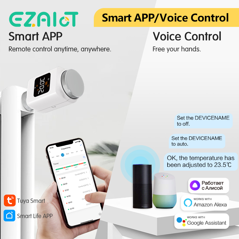 EZAIOT Tuya ZigBee Thermostat  - đánh giá và giá Smart Trv Thermostat Tuya