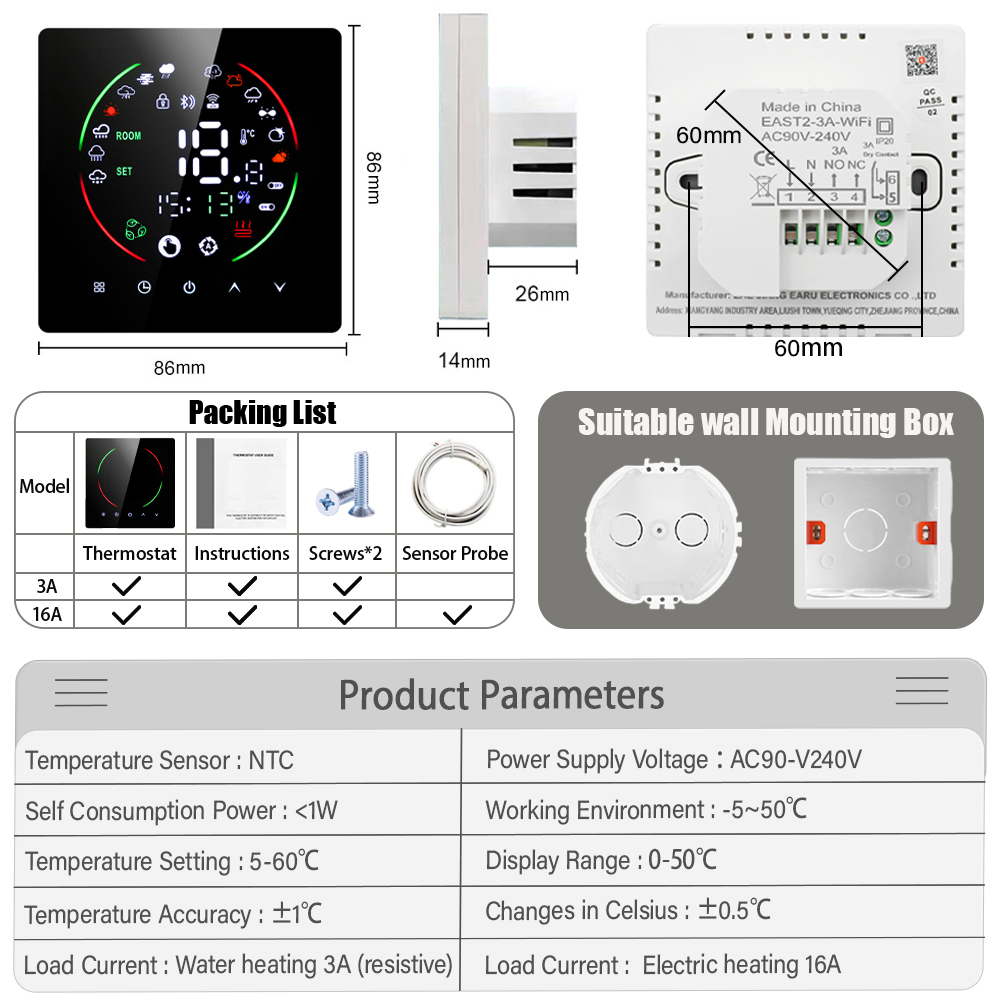 EARU Tuya WiFi Smart Thermosta - đánh giá và giá Smart Thermostat Heating Floor