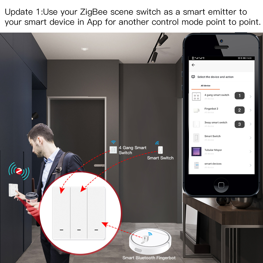 MOES Tuya ZigBee Scene Switch  - đánh giá và giá Zigbee Smart Button Scene Switch