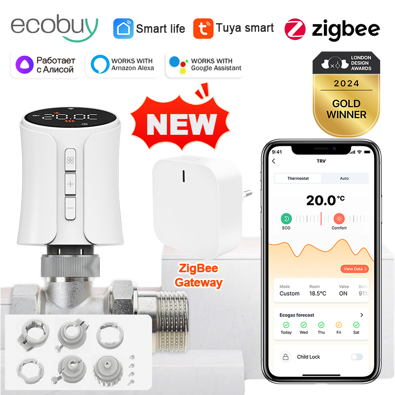 Tuya Zigbee 3.0 Thermostat Val - đánh giá và giá Zigbee Radiator Thermostat Valve