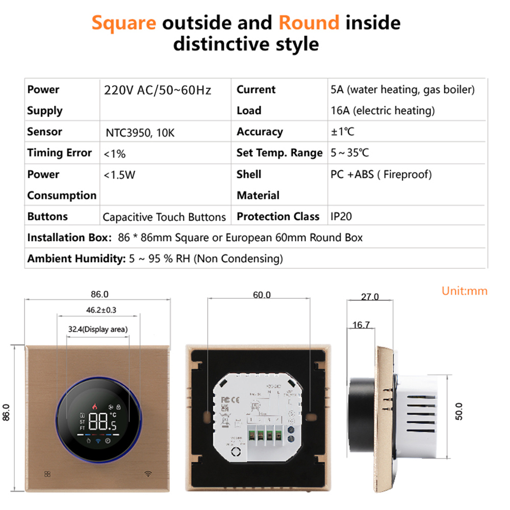 TUYA WiFi Smart Knob Thermosta - đánh giá và giá Smart Thermostat Heating Floor