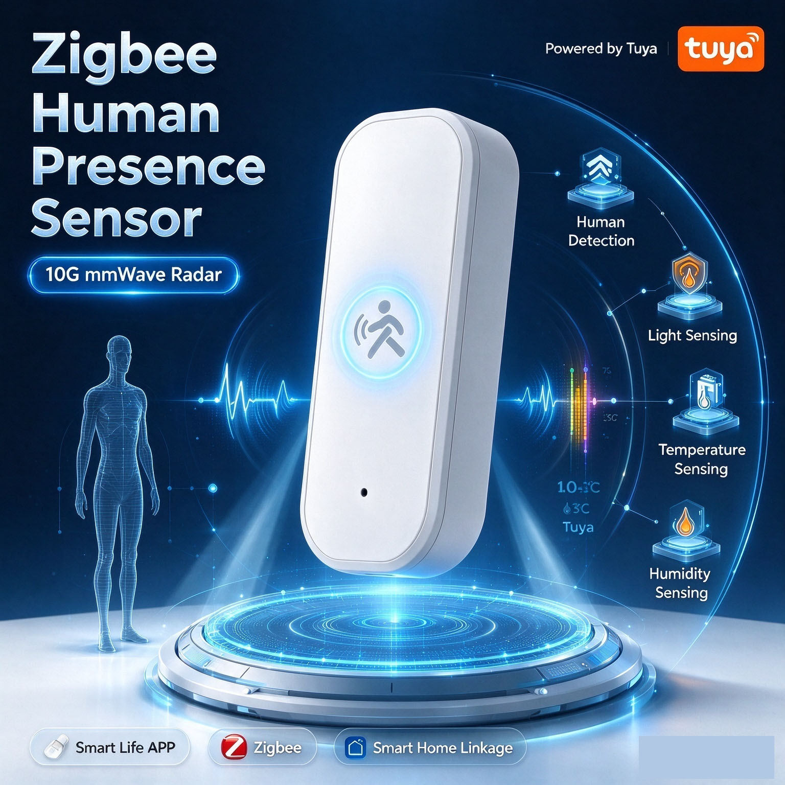 Zigbee 10G mmWave Human Presen - đánh giá và giá Zigbee Temperature Humidity Sensor