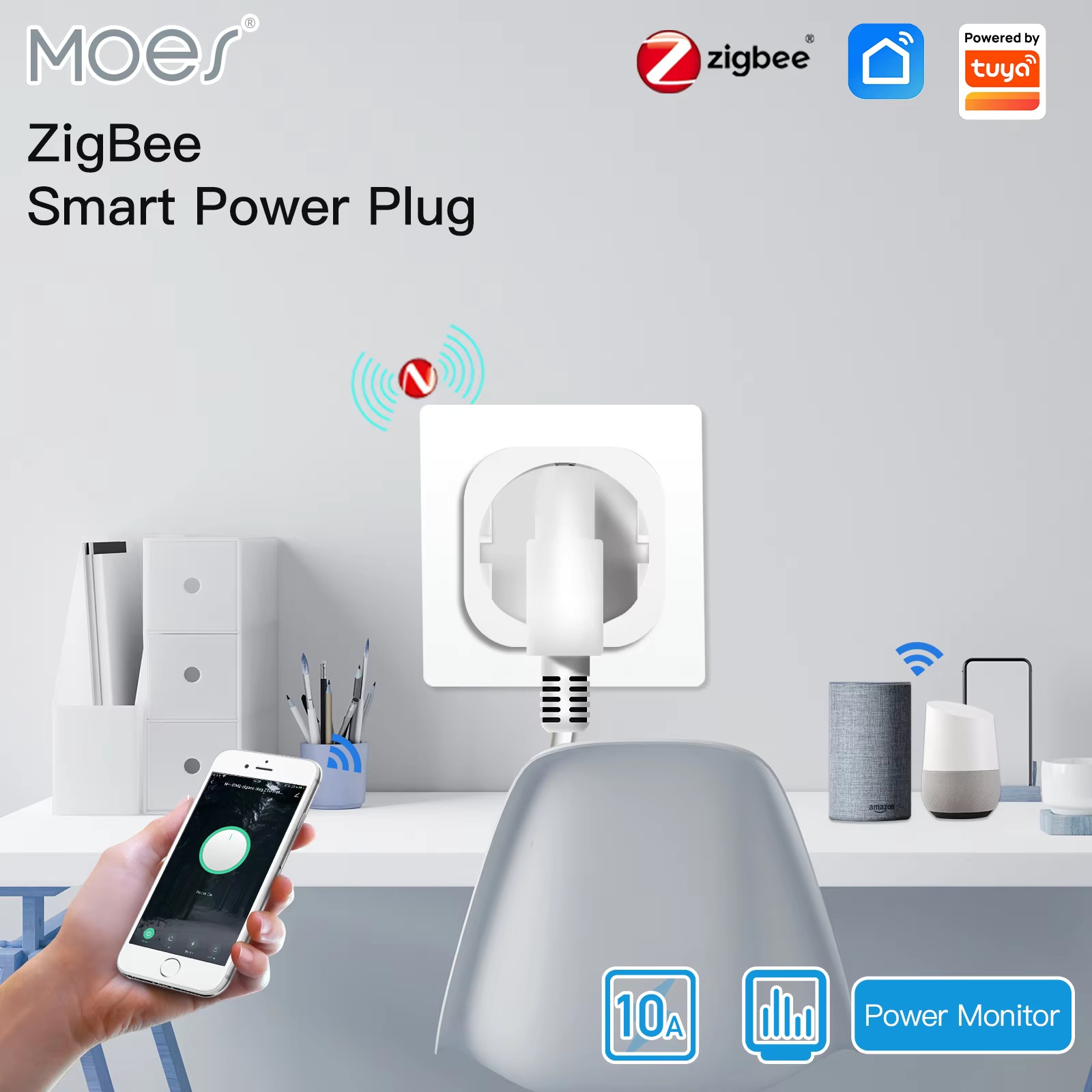 Moes ZigBee Tuya Socket Power  - đánh giá và giá Zigbee Smart Plug Energy Monitor