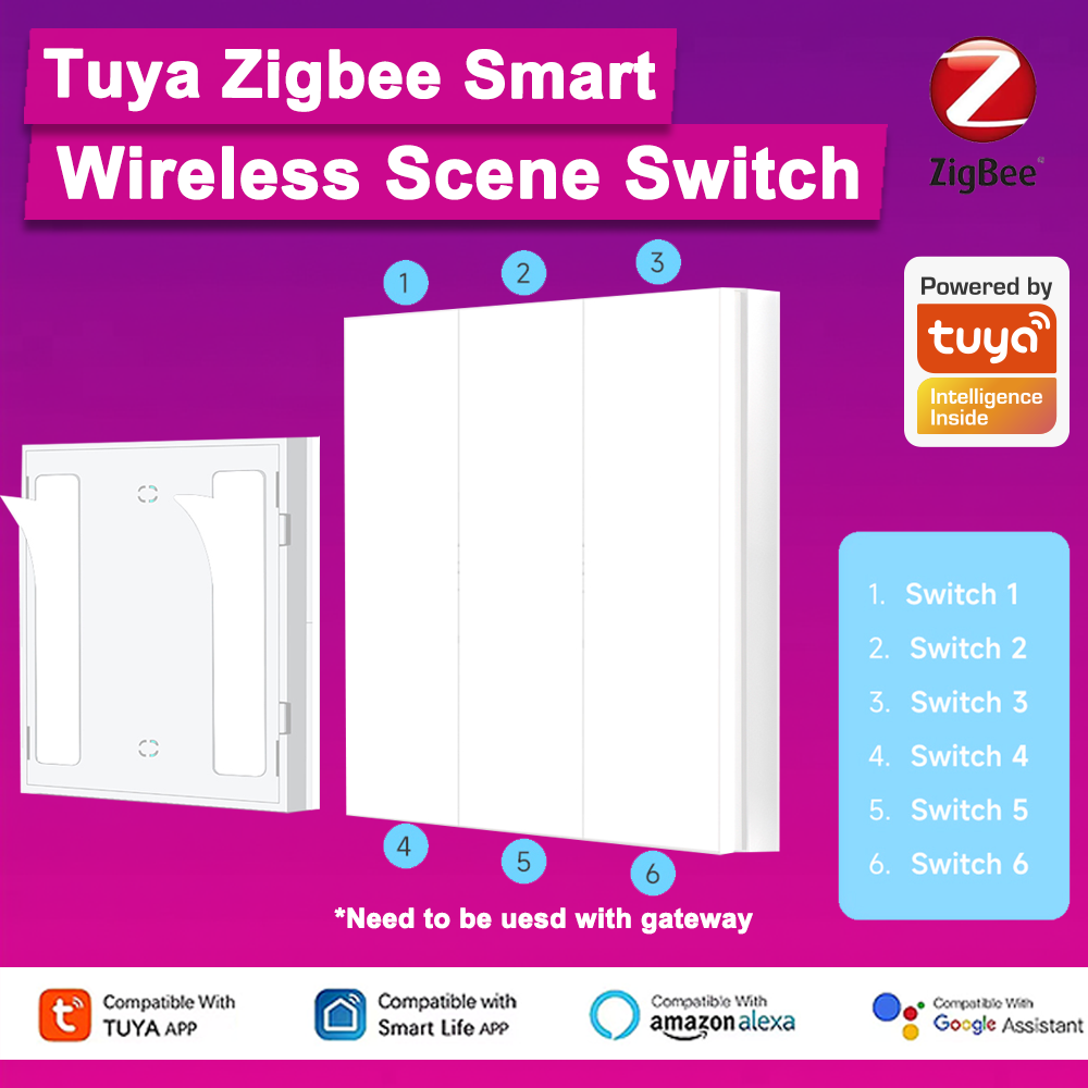 Tuya Zigbee 6 Gang Wireless Sc - đánh giá và giá Zigbee Smart Button Scene Switch